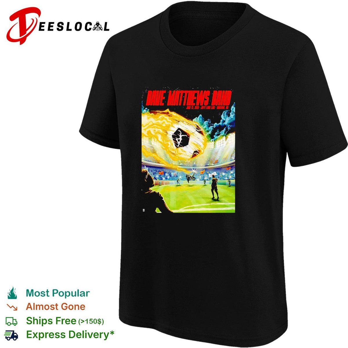 Stadium concert fireball soccer field sci-fi retro band poster version two shirt Unisex