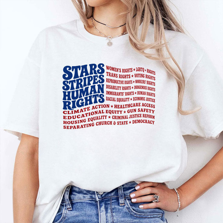 Stars And Stripes And Human Rights USA Flag Liberal Patriotic Equal Rights Shirt Unisex