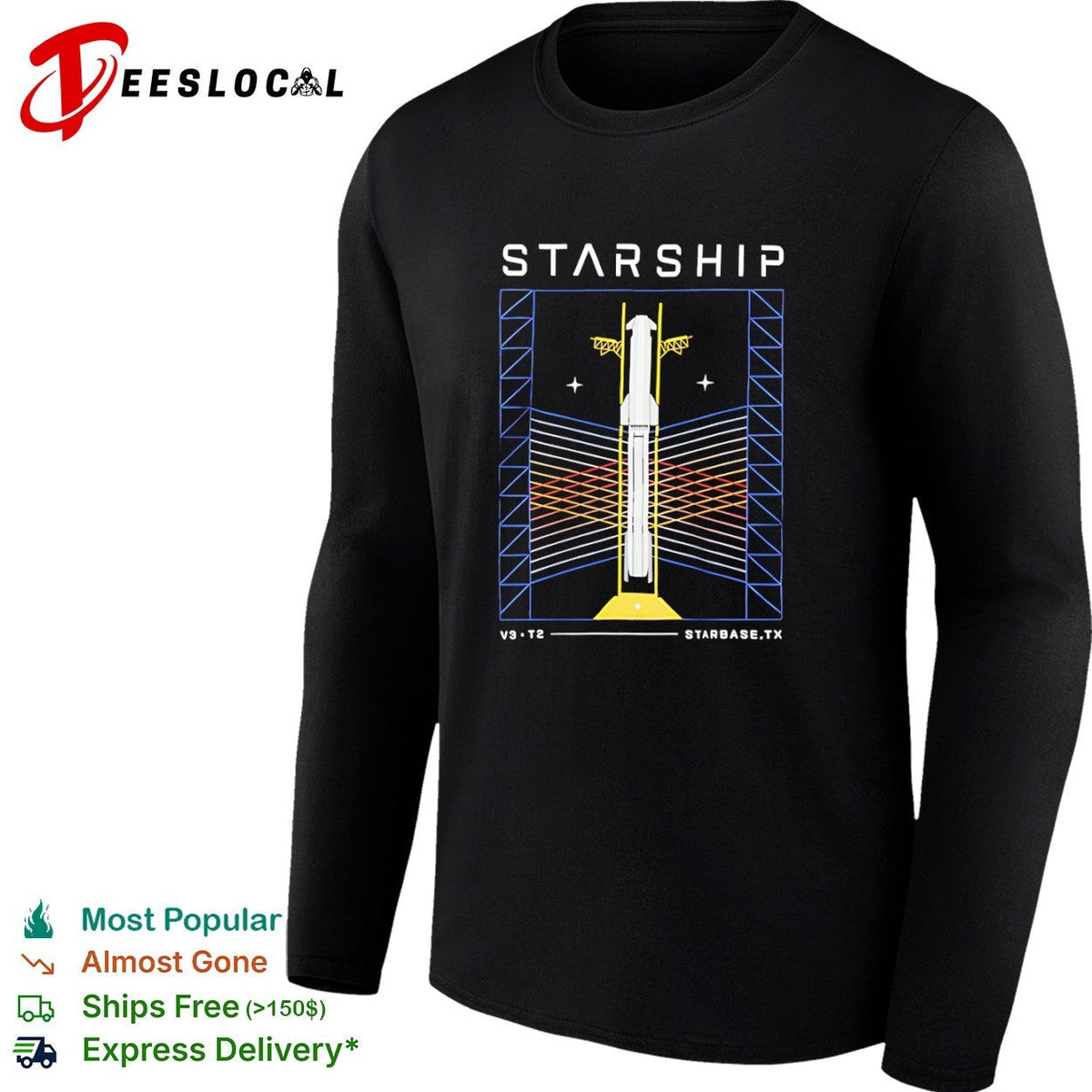 Starship SpaceX V3 T2 Starbase TX Rocket Launch Space Exploration shirt Unisex
