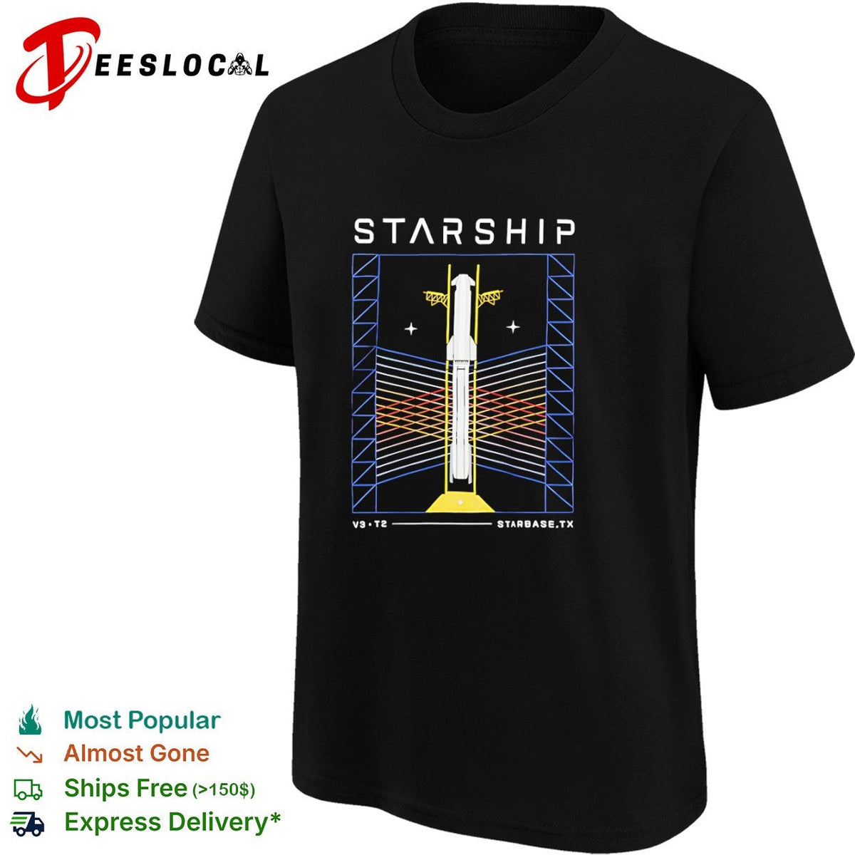 Starship SpaceX V3 T2 Starbase TX Rocket Launch Space Exploration shirt Unisex