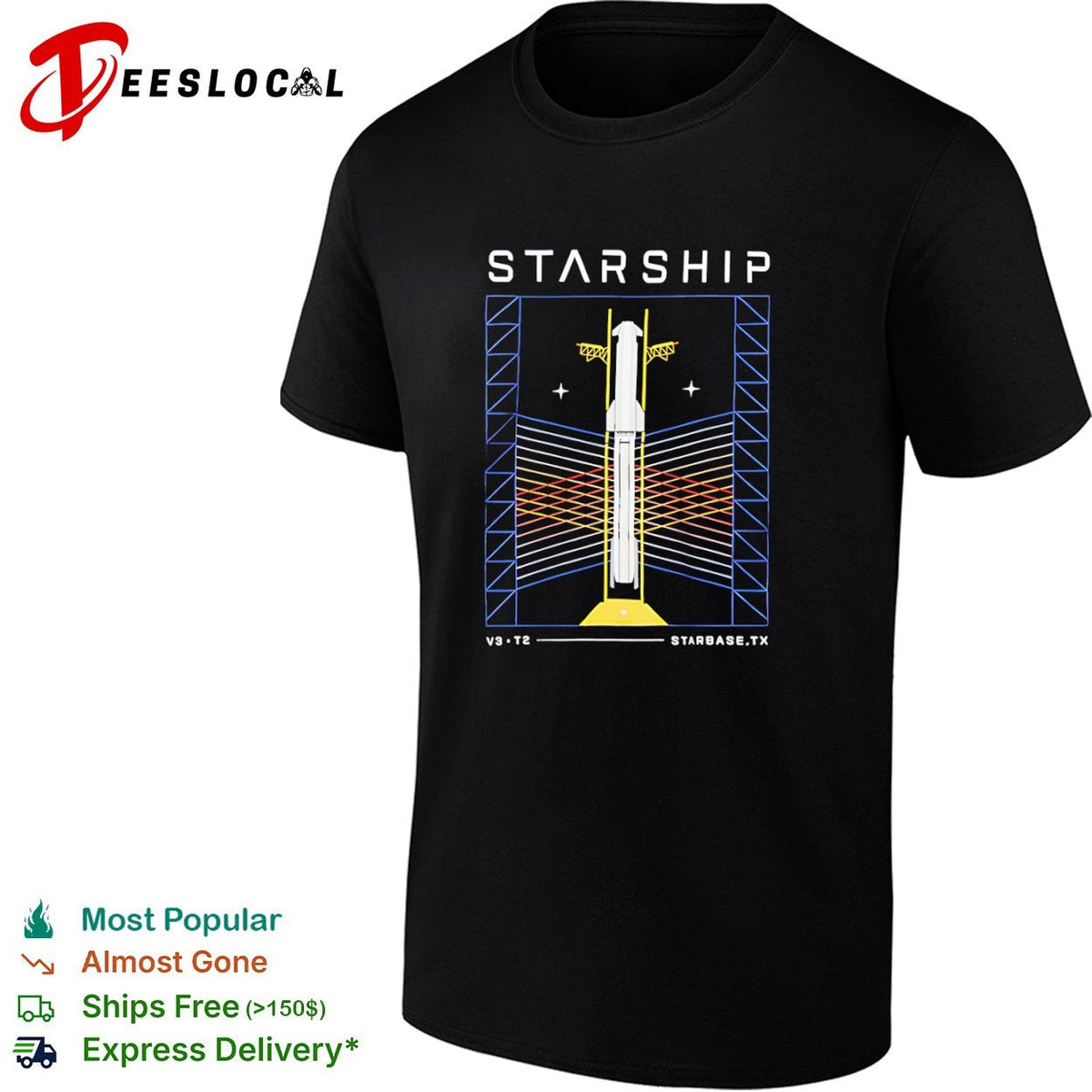 Starship SpaceX V3 T2 Starbase TX Rocket Launch Space Exploration shirt Unisex