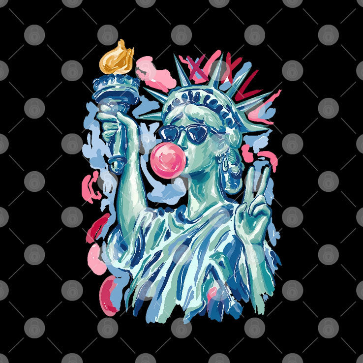 Statue Of Liberty Blowing Bubble Gum 4th Of July T Shirt Unisex