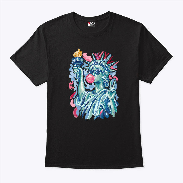 Statue Of Liberty Blowing Bubble Gum 4th Of July T Shirt Unisex