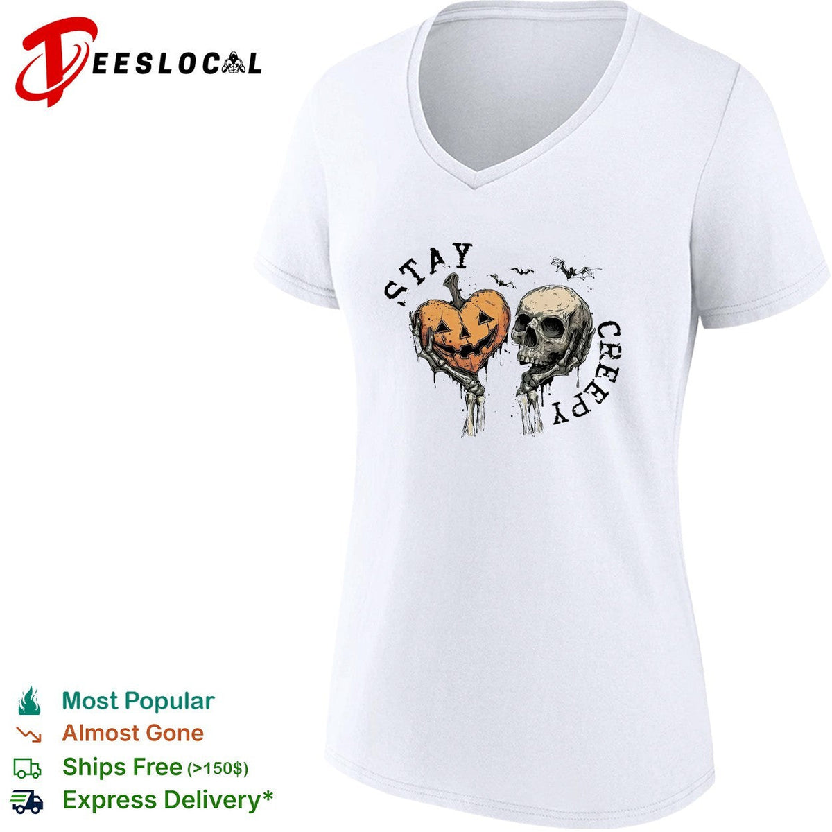 Stay creepy pumpkin skull shirt Unisex