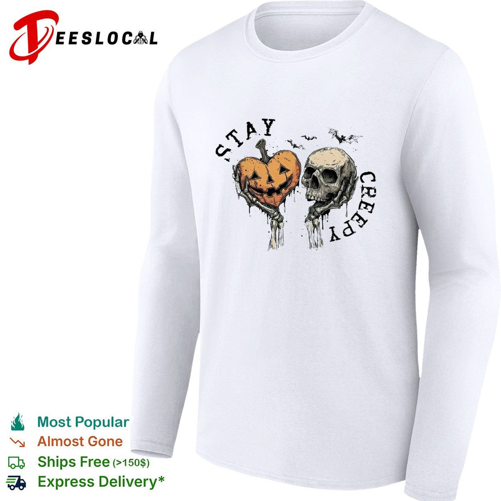 Stay creepy pumpkin skull shirt Unisex