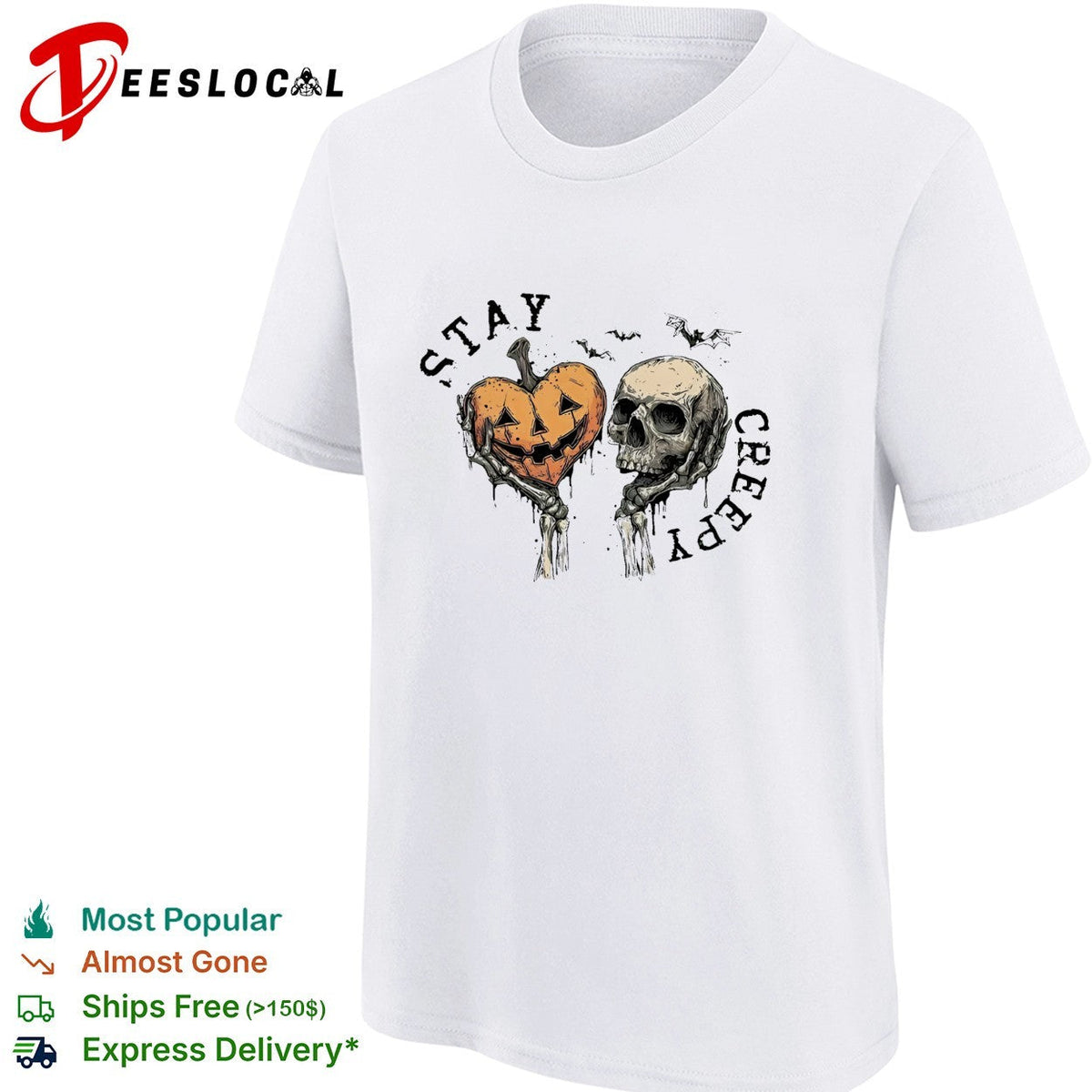 Stay creepy pumpkin skull shirt Unisex