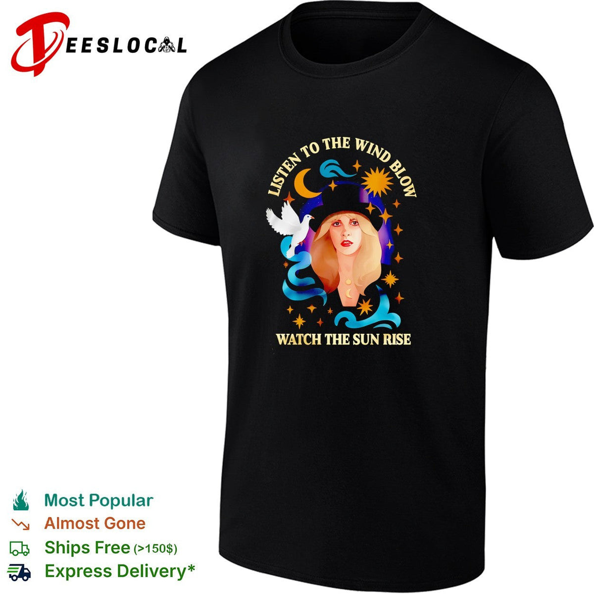 Stevie Nicks listen to the wind blow dove moon quote shirt Unisex