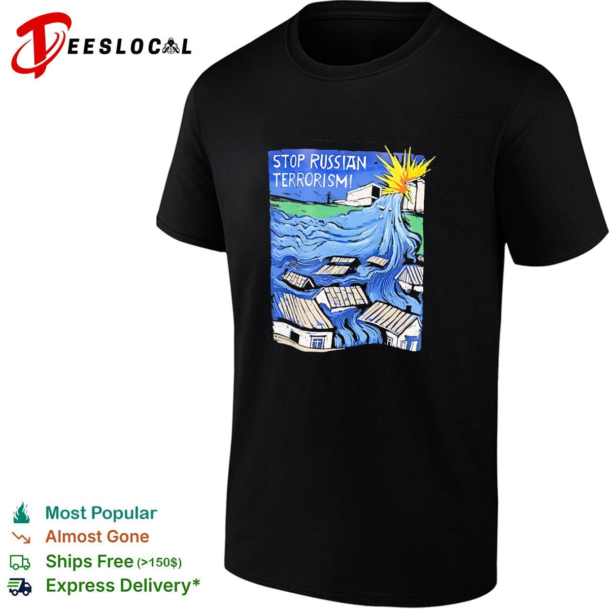 Stop Russian Terrorism Neivanmade Kakhovka Dam Flood War Protest Ukraine shirt Unisex