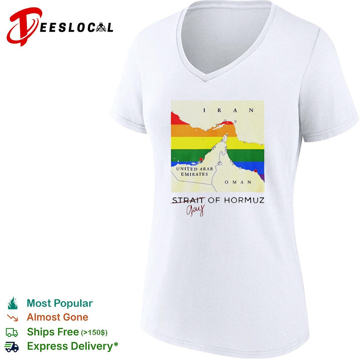 Strait of Hormuz Gay Map Iran United Arab Emirates Oman Rainbow shirt Unisex