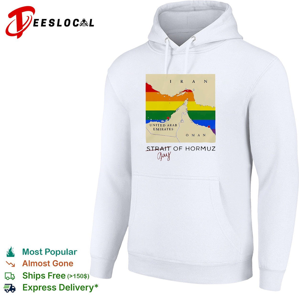 Strait of Hormuz map gay wordplay pun Pride Month shirt Unisex