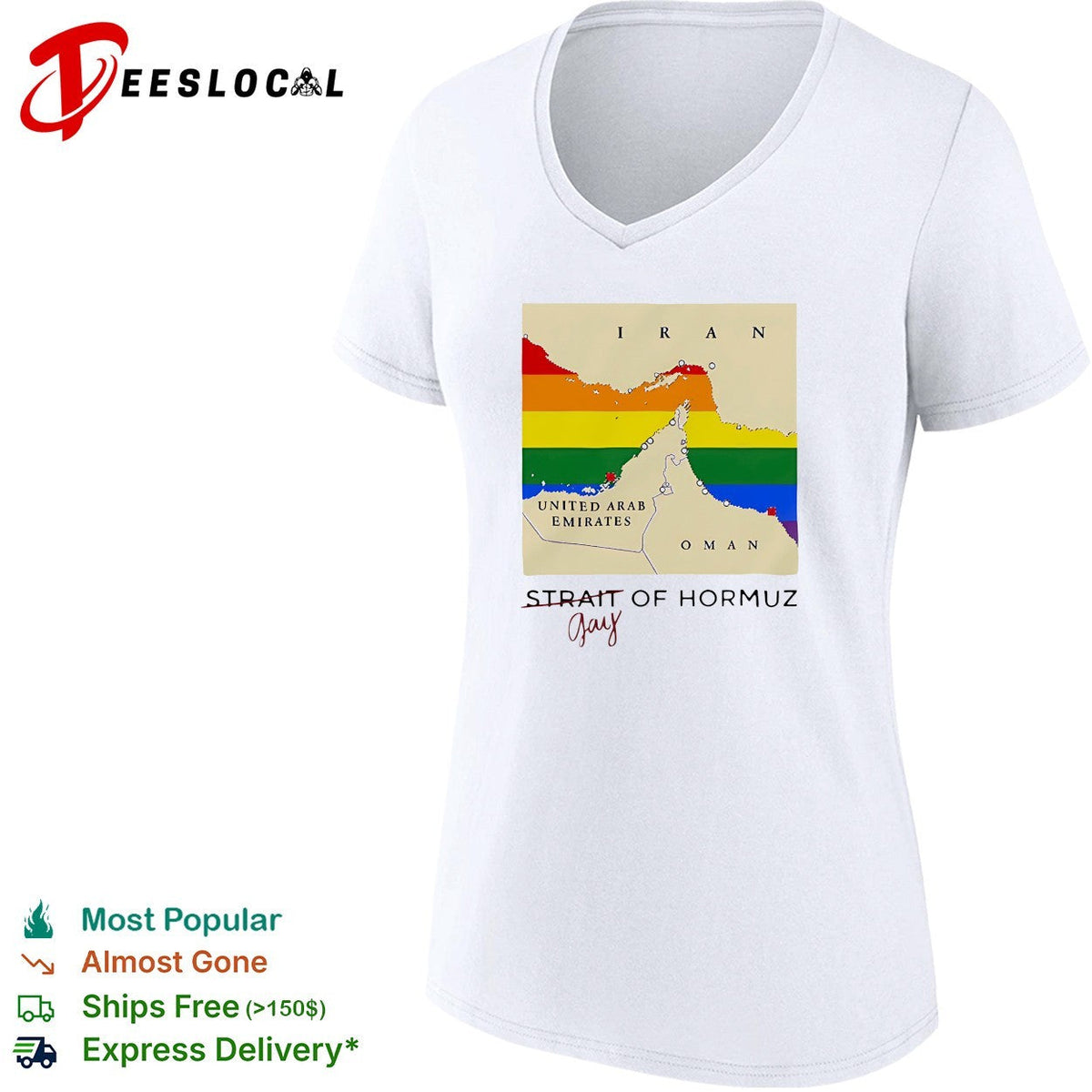 Strait of Hormuz map gay wordplay pun Pride Month shirt Unisex
