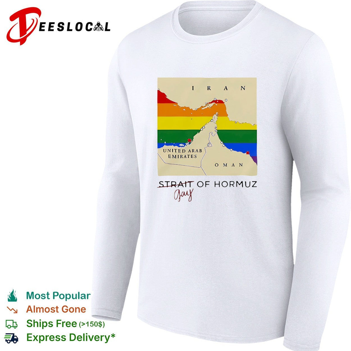 Strait of Hormuz map gay wordplay pun Pride Month shirt Unisex