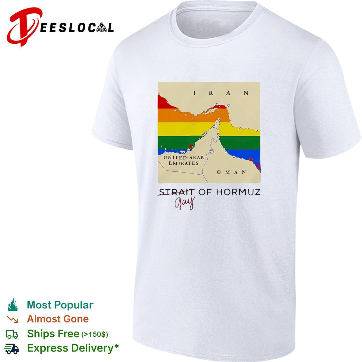 Strait of Hormuz map gay wordplay pun Pride Month shirt Unisex