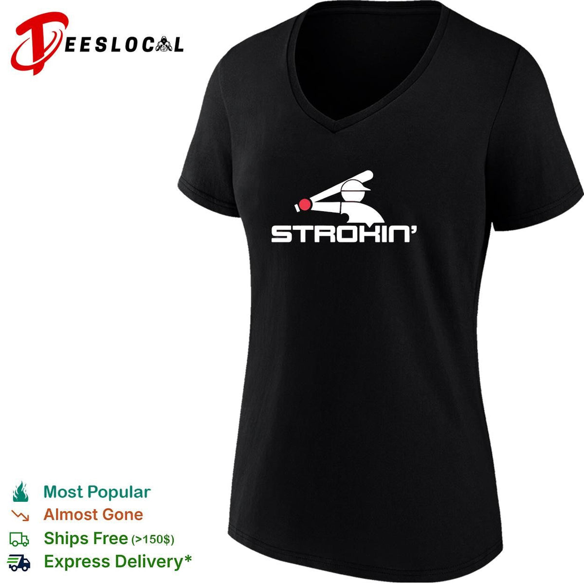 Strokin baseball batter silhouette logo graphic shirt Unisex