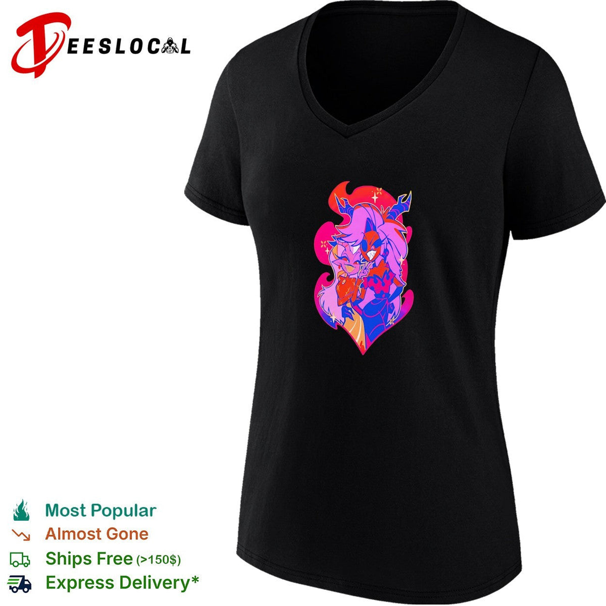 Stylized fantasy female character with dragon wings dark purple illustration art shirt Unisex