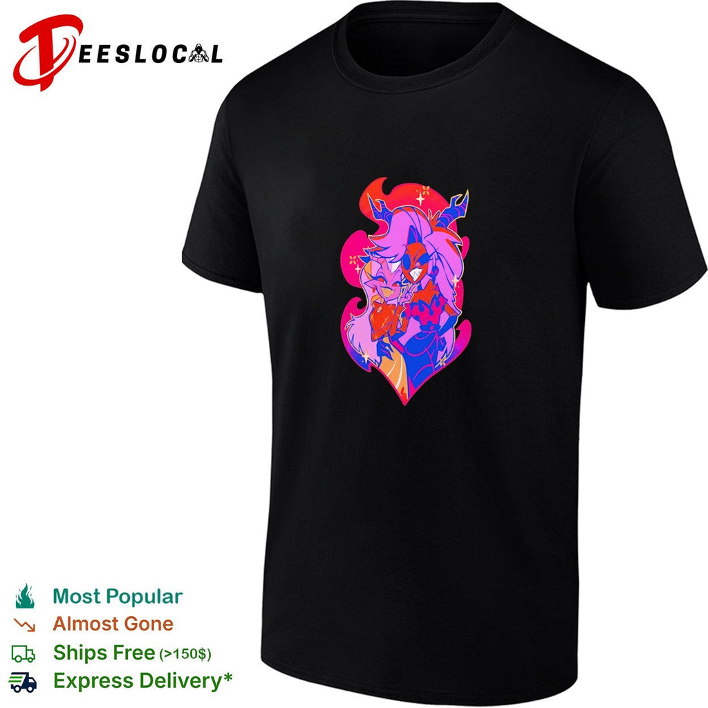 Stylized fantasy female character with dragon wings dark purple illustration art shirt Unisex