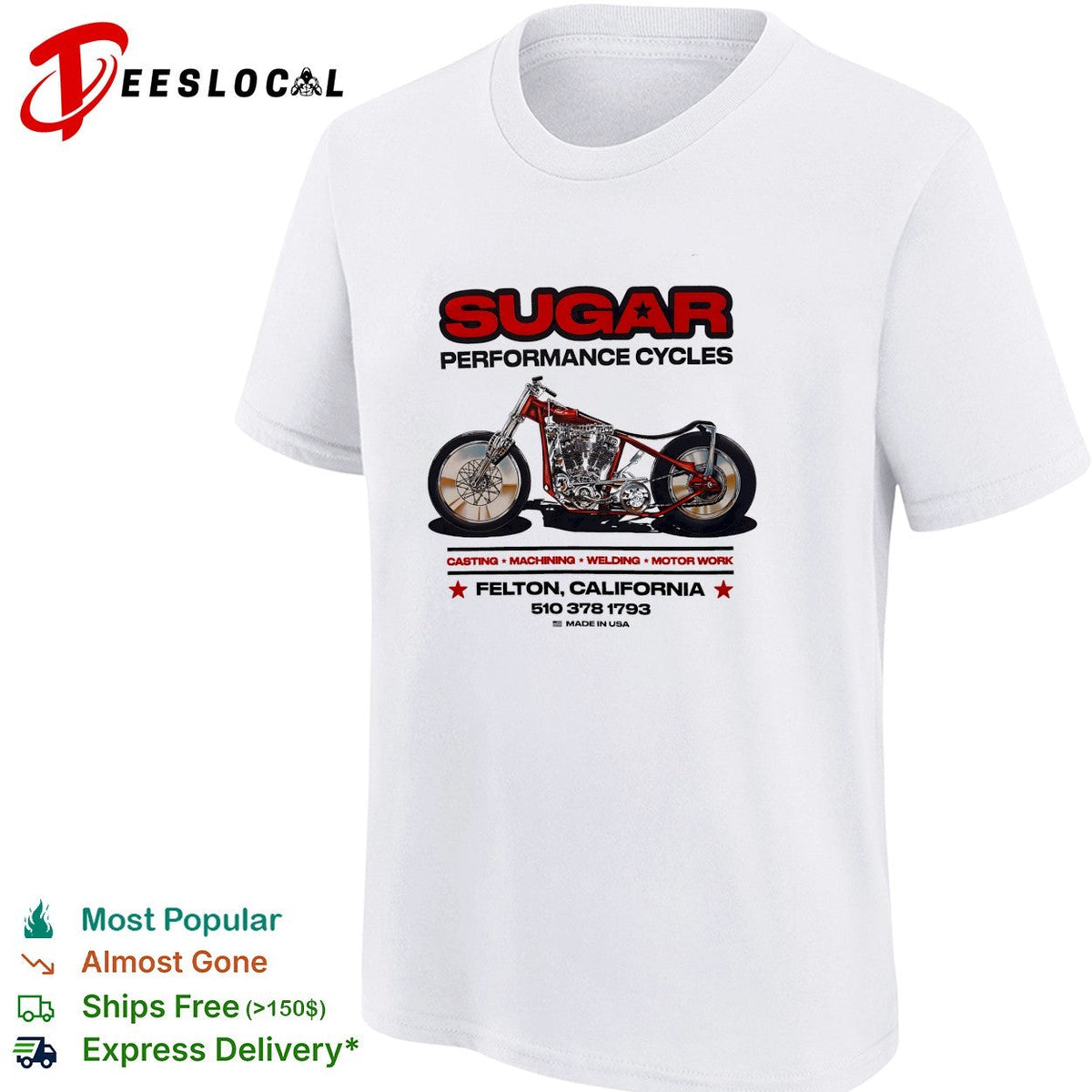 Sugar Performance Cycles Felton California motorcycle shirt Unisex