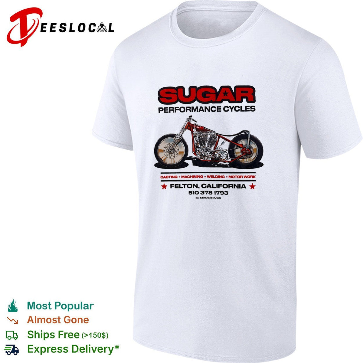 Sugar Performance Cycles Felton California motorcycle shirt Unisex