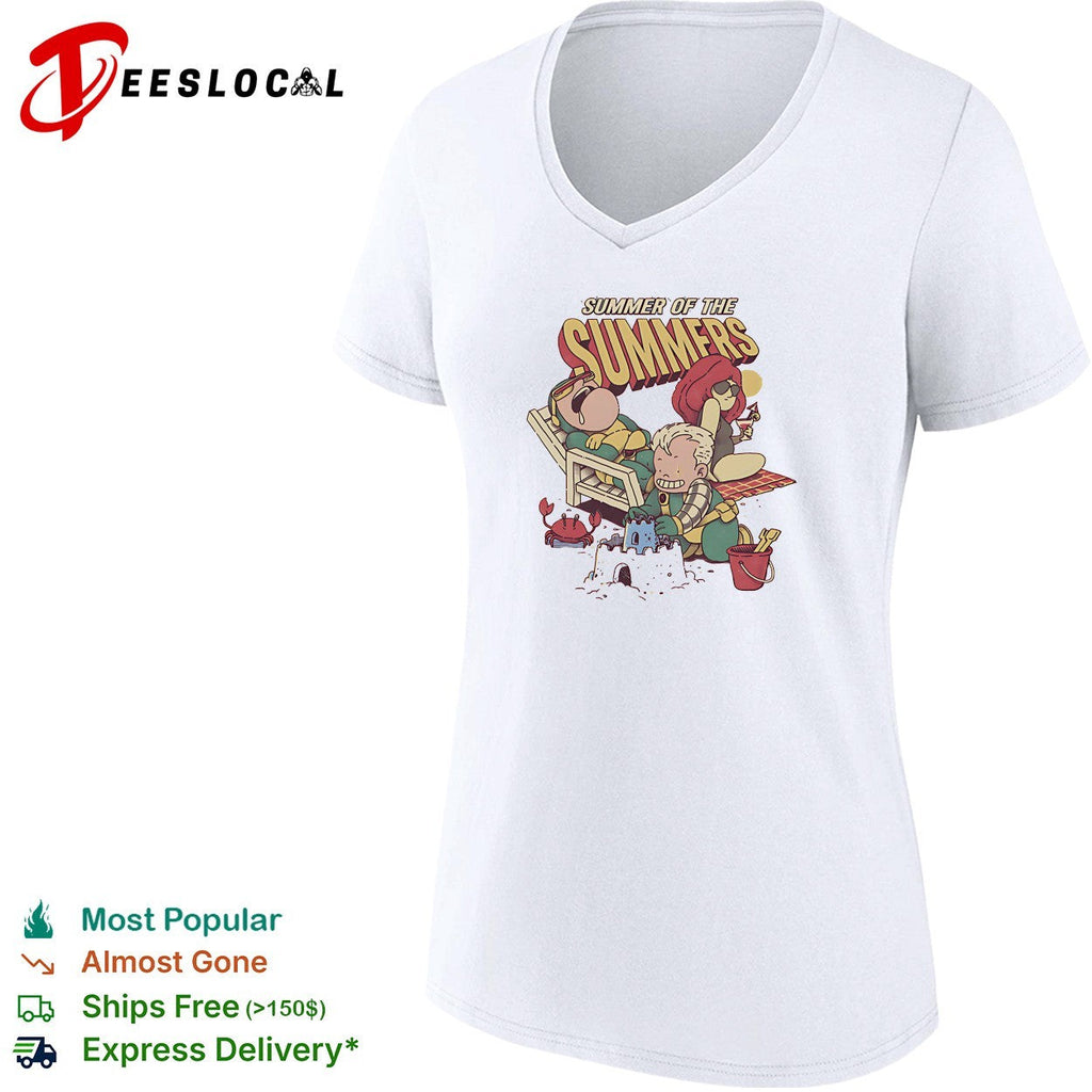 Summer of the Summers two kids beach sand castles cartoon fun art shirt Unisex