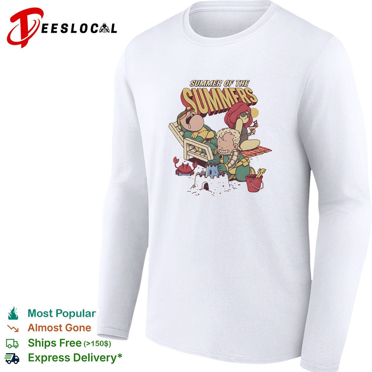 Summer of the Summers two kids beach sand castles cartoon fun art shirt Unisex