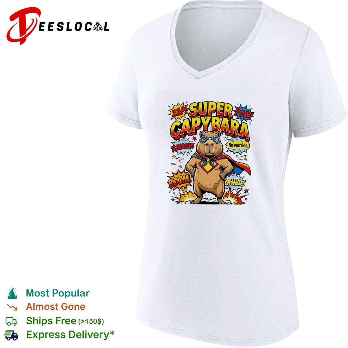 Super Capybara zap pow smash no worries chill comic hero parody humor shirt Unisex