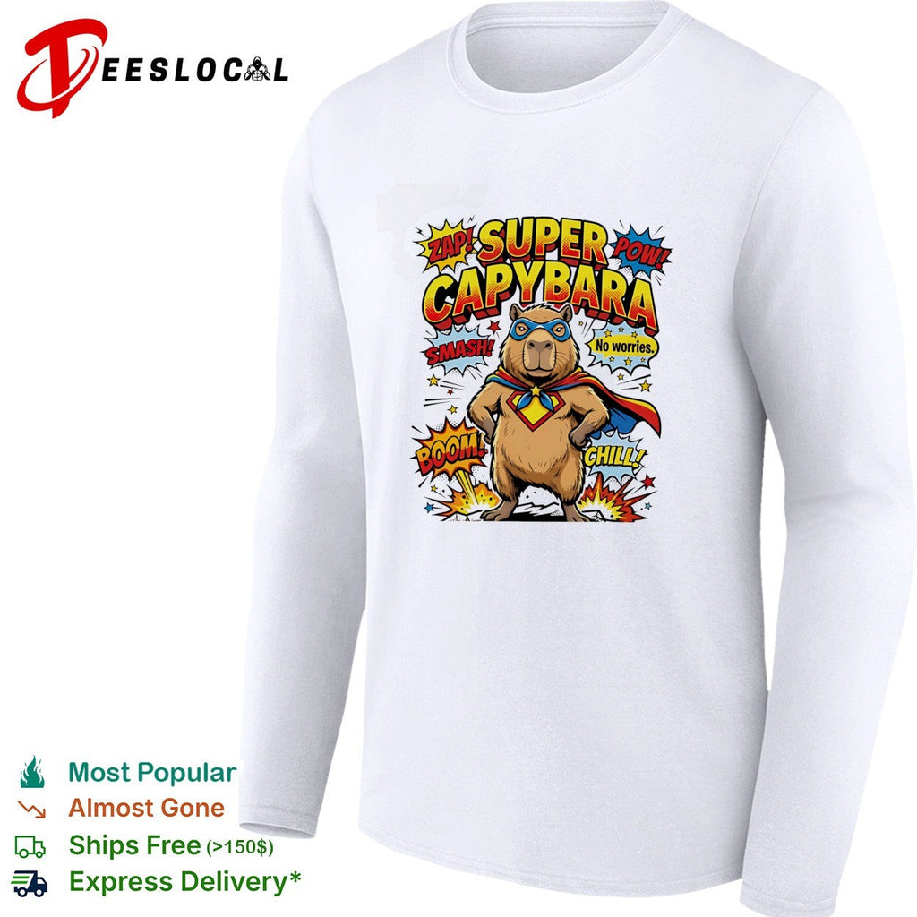Super Capybara zap pow smash no worries chill comic hero parody humor shirt Unisex
