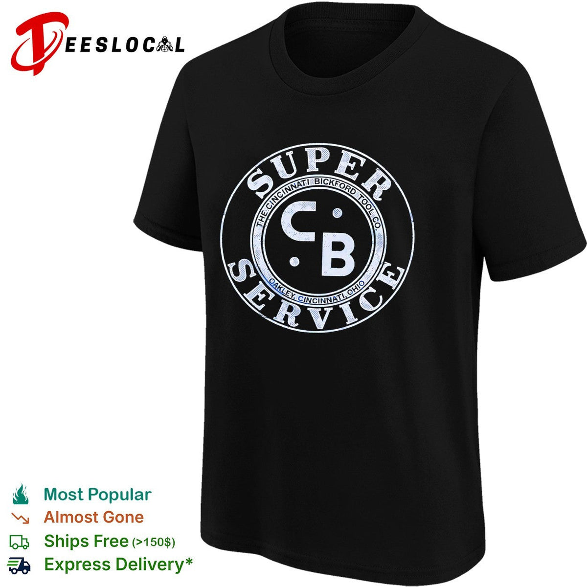 Super Service CB vintage Cincinnati gas station circular badge logo graphic shirt Unisex