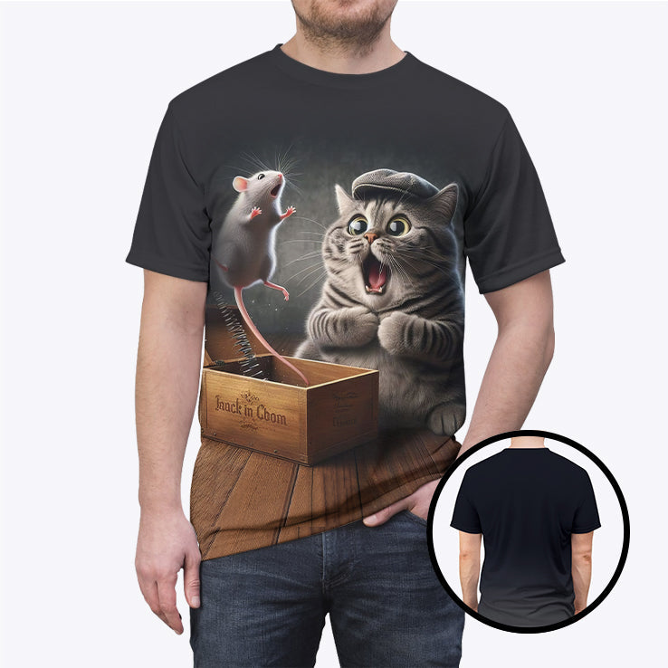 Surprised Cat With Dancing Mouse T Shirt Unisex