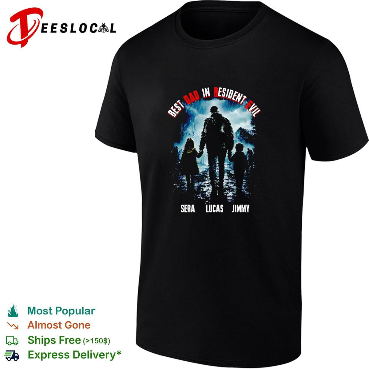 dad in Resident Evil family silhouette walking in the rain poster shirt Unisex