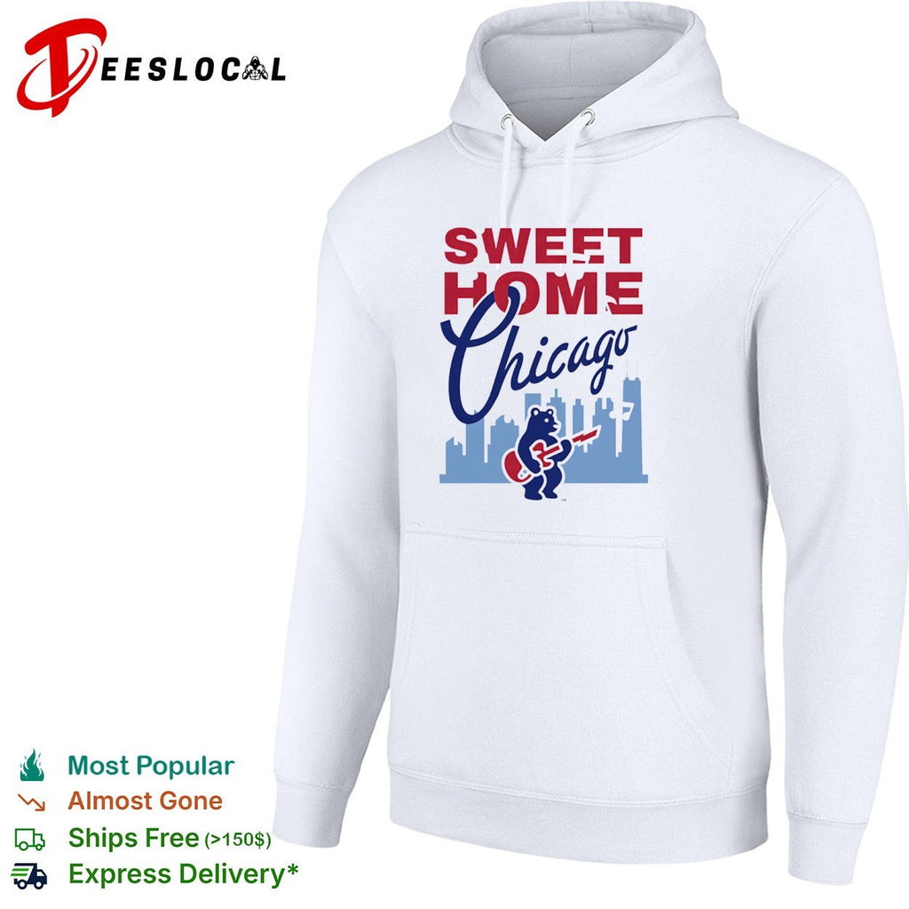 Sweet Home Chicago Cubs Bear Playing Guitar Rock Music Logo Team Baseball shirt Unisex
