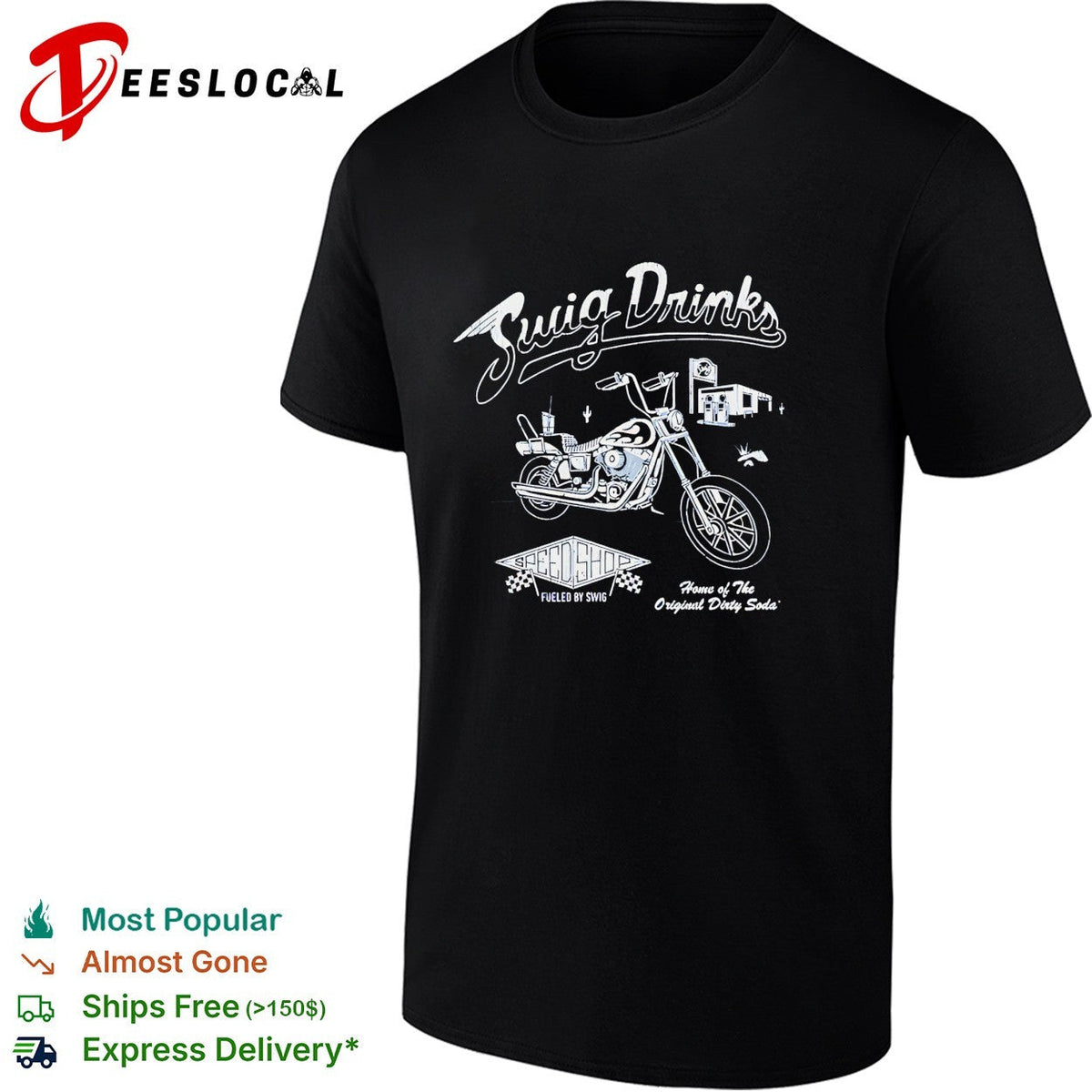 Swig Drinks original dirty soda motorcycle diner vintage logo shirt Unisex