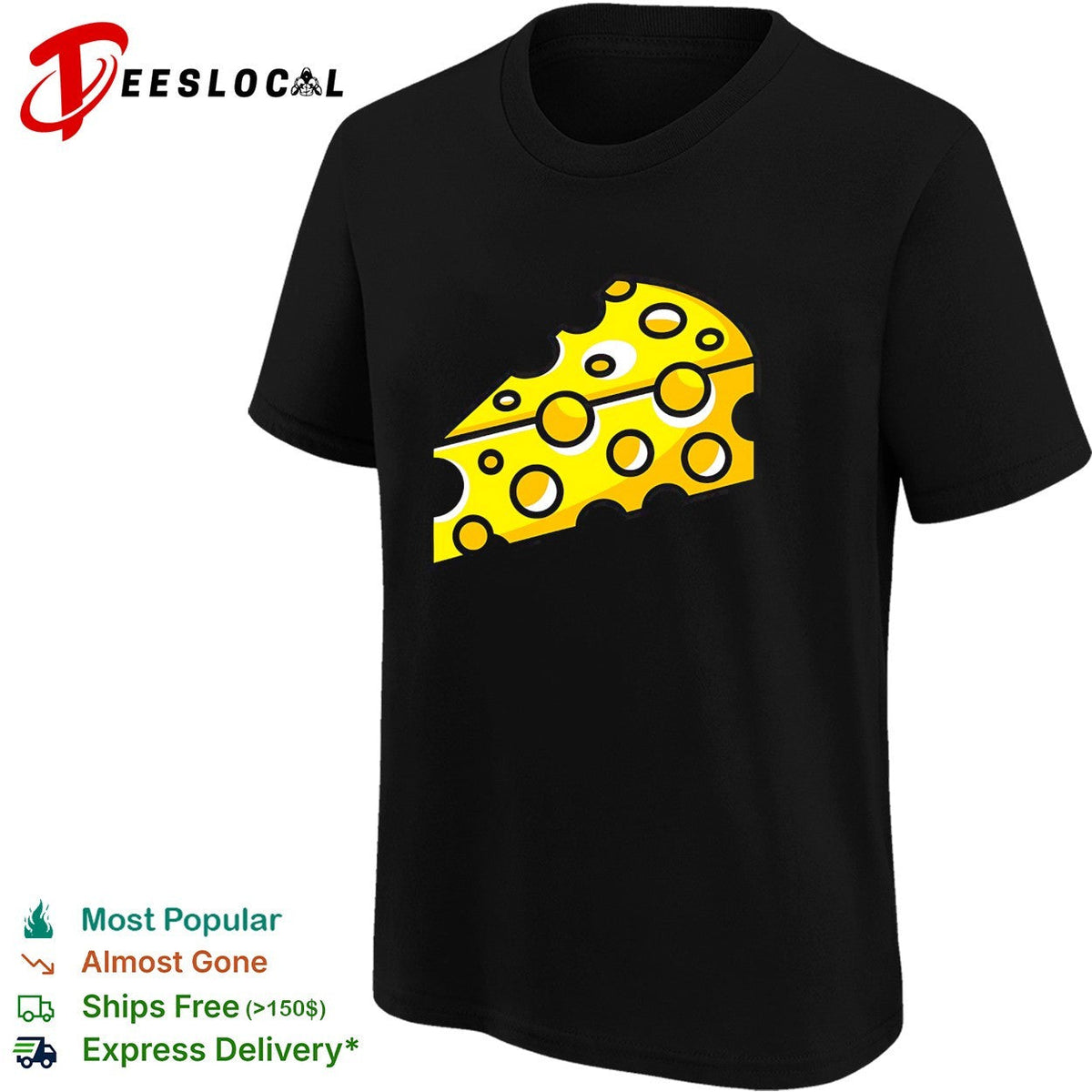 Swiss Cheese Hole Yellow Food Slice Dairy Snack Symbol Pattern Culinary Art shirt Unisex