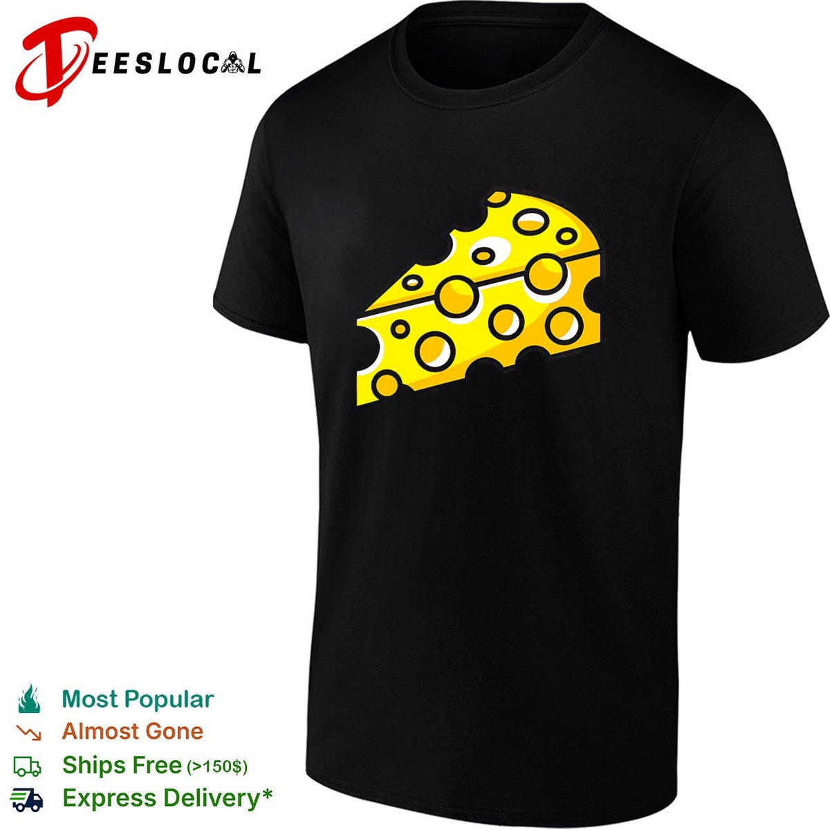 Swiss Cheese Hole Yellow Food Slice Dairy Snack Symbol Pattern Culinary Art shirt Unisex