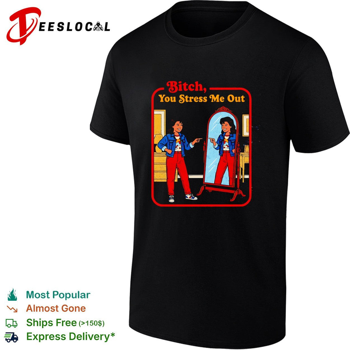 You stress me out retro 70s mirror pointing humor shirt Unisex