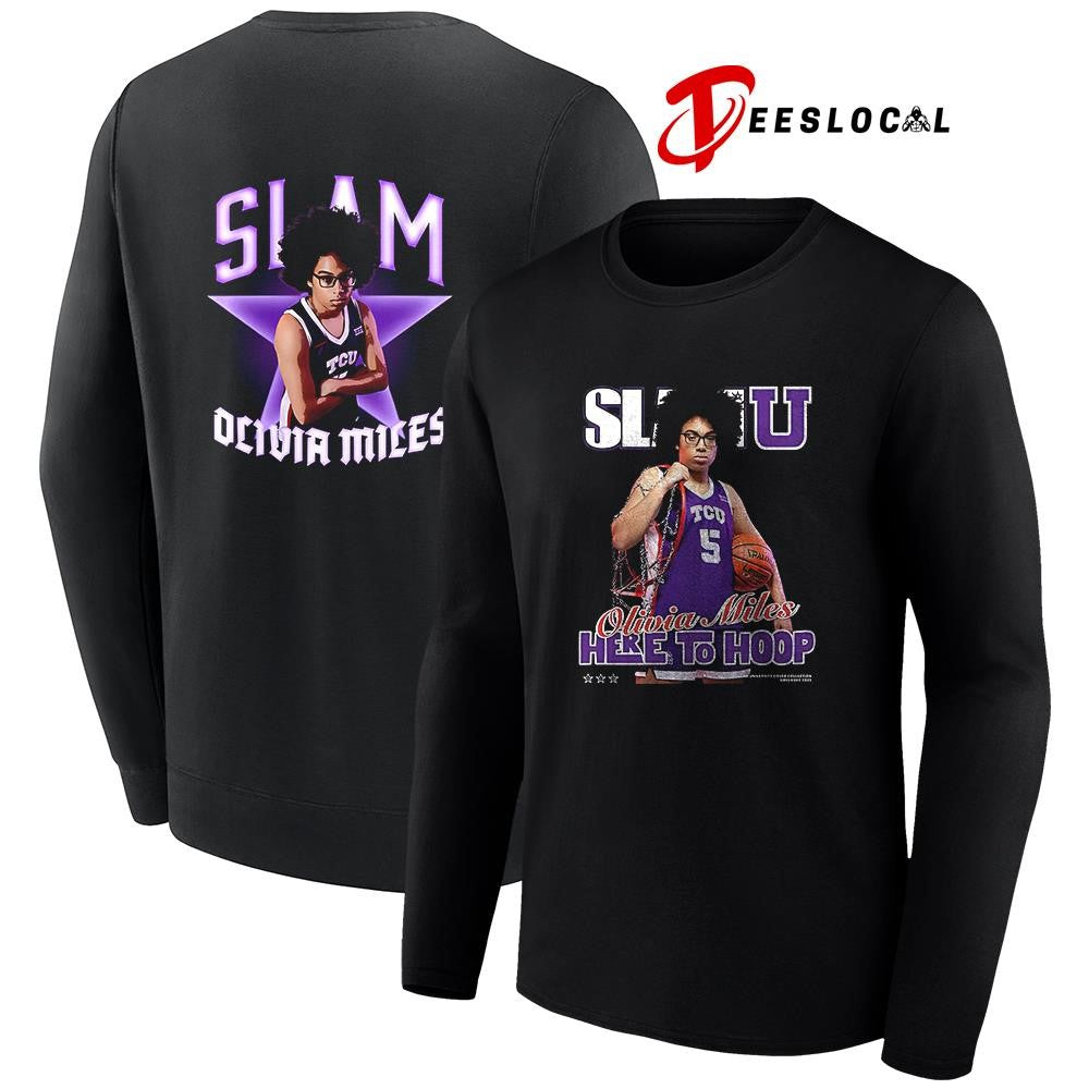 TCU Horned Frogs SLAM Olivia Miles here to hoop graphic shirt Unisex