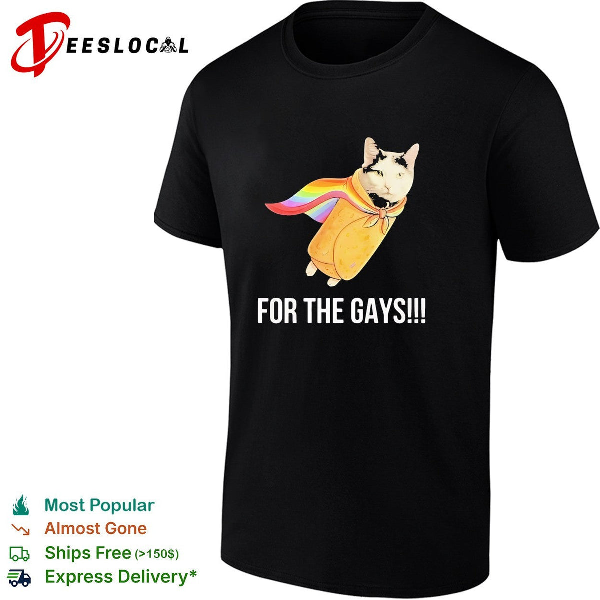 Taco Cat Pride Flag For The Gays funny shirt Unisex