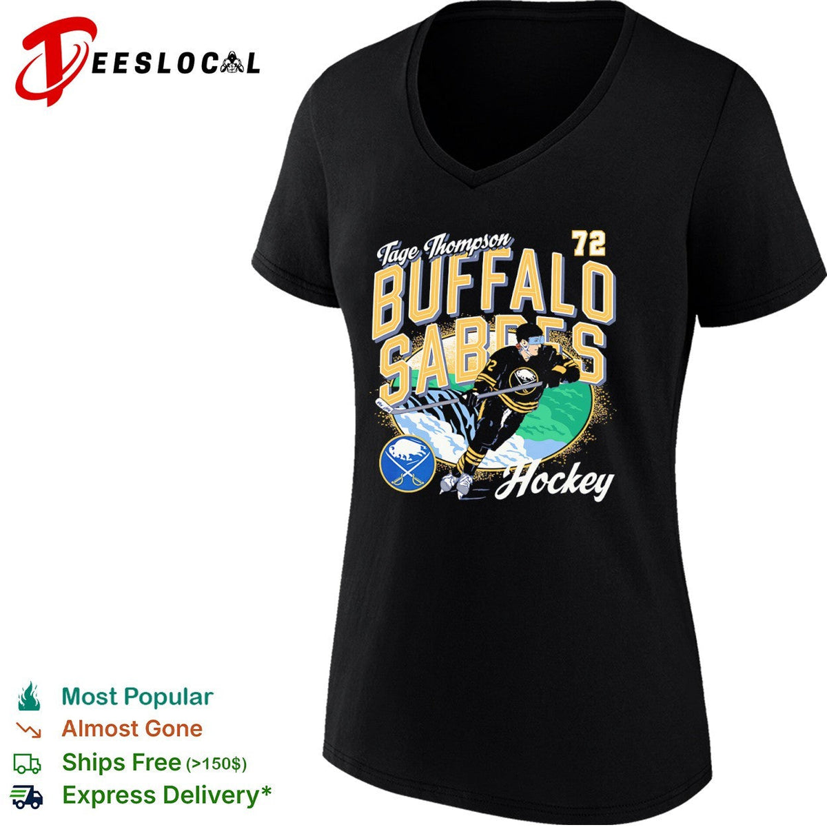 Tage Thompson Buffalo Sabres NHL Hockey 72 Text Logo shirt Unisex