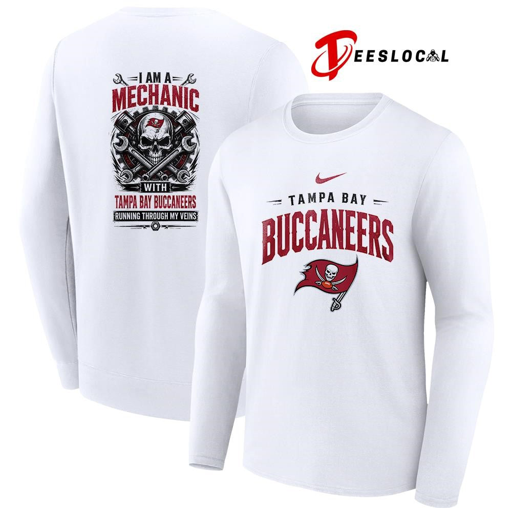 Tampa Bay Buccaneers I am a mechanic running through my veins skeleton shirt Unisex