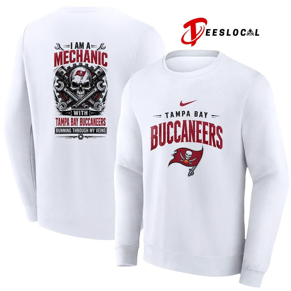 Tampa Bay Buccaneers I am a mechanic running through my veins skeleton shirt Unisex