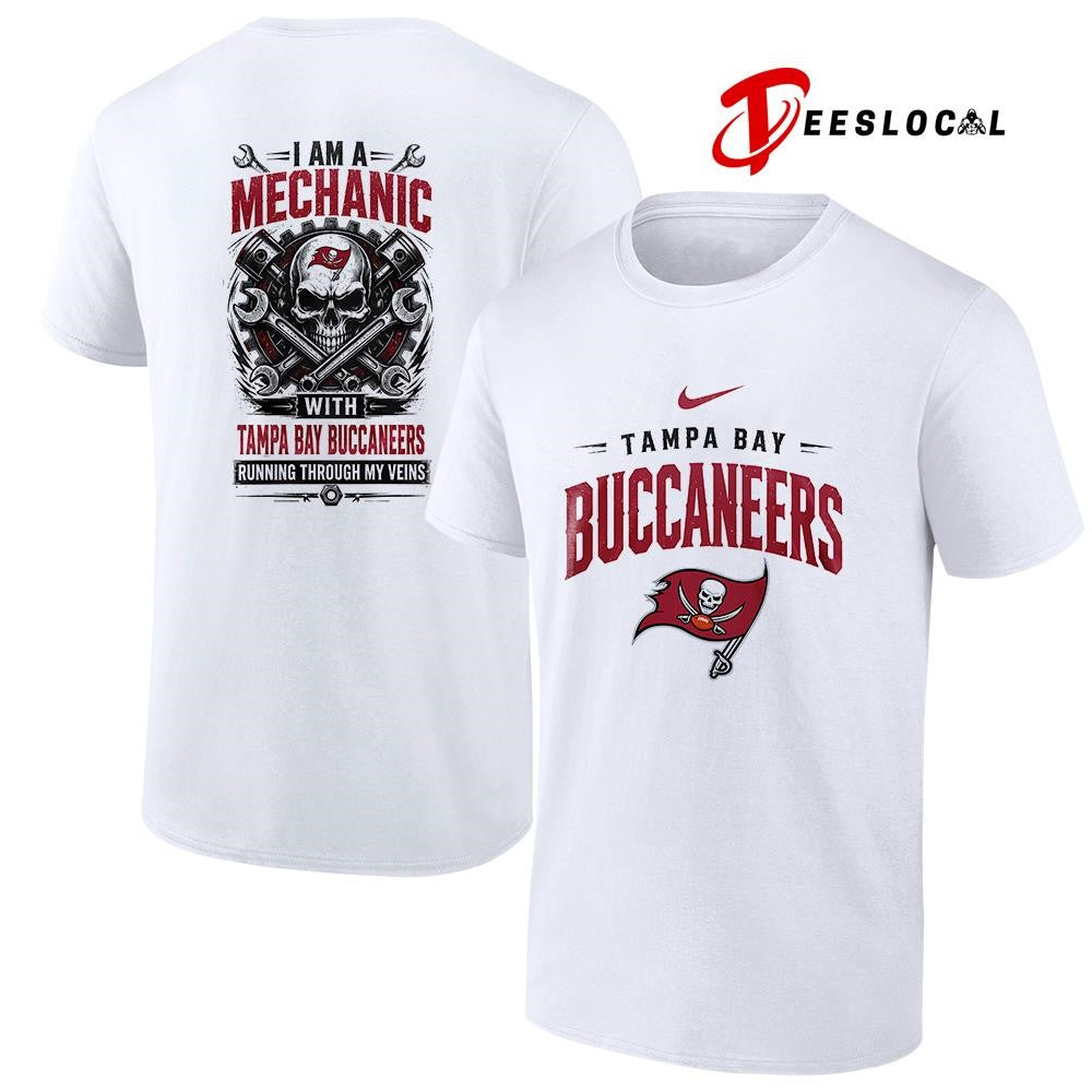 Tampa Bay Buccaneers I am a mechanic running through my veins skeleton shirt Unisex