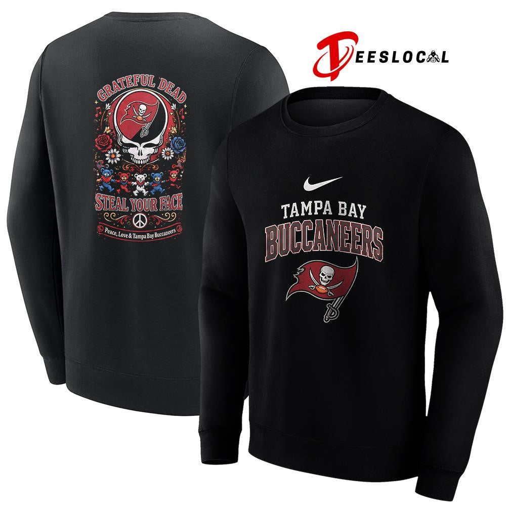 Tampa Bay Buccaneers x Grateful Dead steal your face peace love logo shirt Unisex
