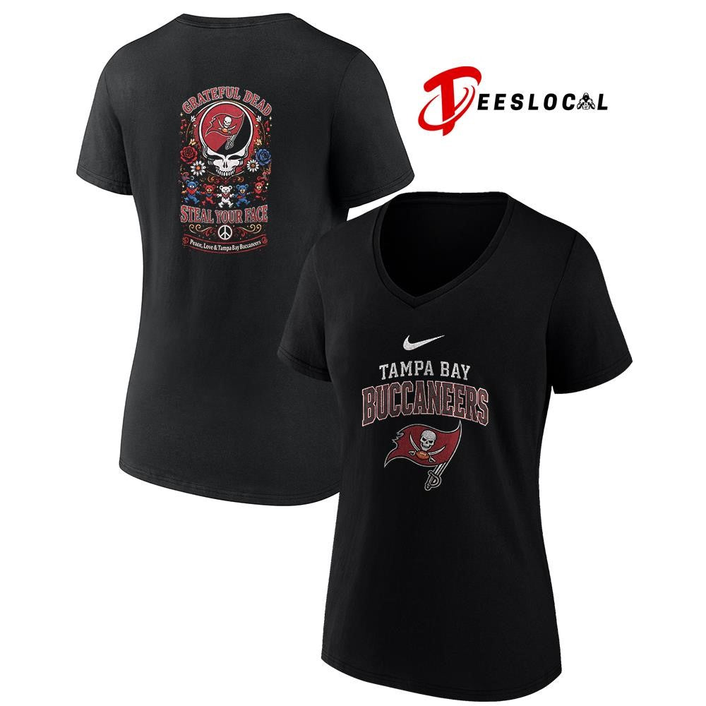 Tampa Bay Buccaneers x Grateful Dead steal your face peace love logo shirt Unisex
