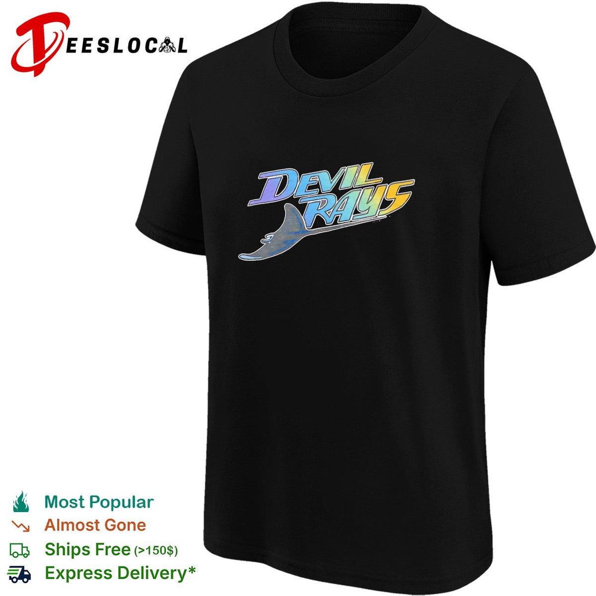 Tampa Bay Devil Rays holographic rainbow stingray logo shirt Unisex