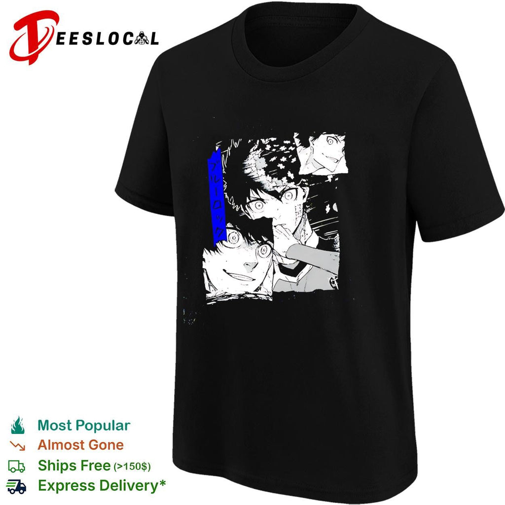 Blue Lock manga panel collage intense eyes black and white illustration shirt Unisex