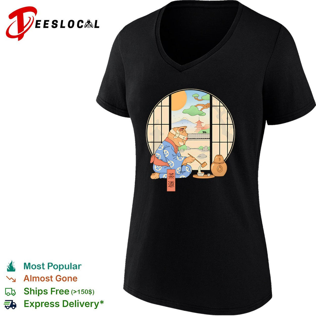 Tea Cat Ceremony a ukiyo-e style shirt Unisex