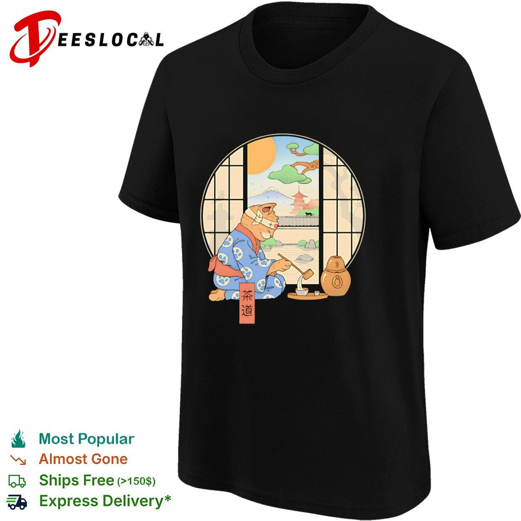 Tea Cat Ceremony a ukiyo-e style shirt Unisex
