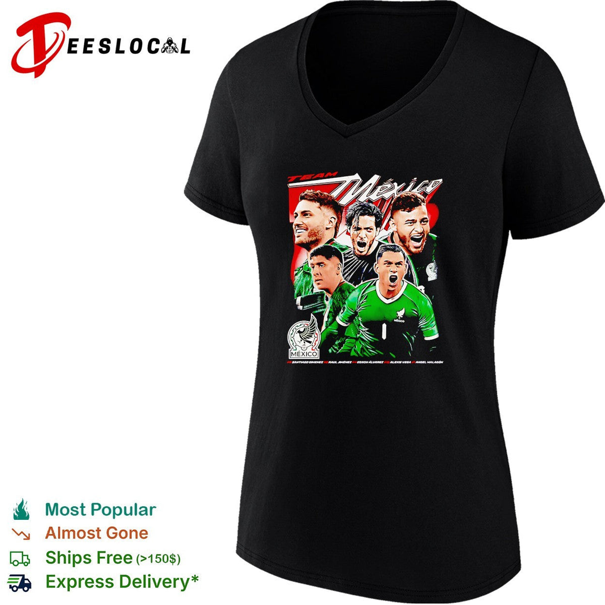 Team Mexico soccer national players graphic bold shirt Unisex
