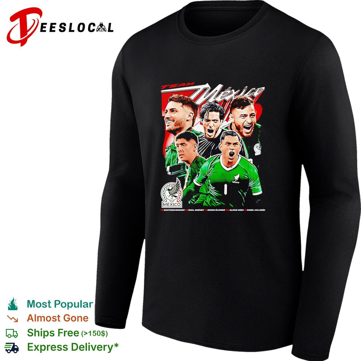 Team Mexico soccer national players graphic bold shirt Unisex