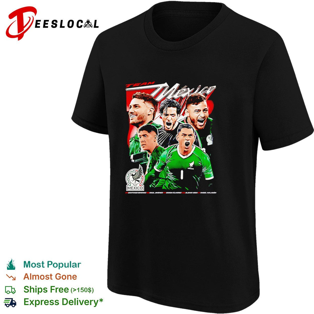 Team Mexico soccer national players graphic bold shirt Unisex