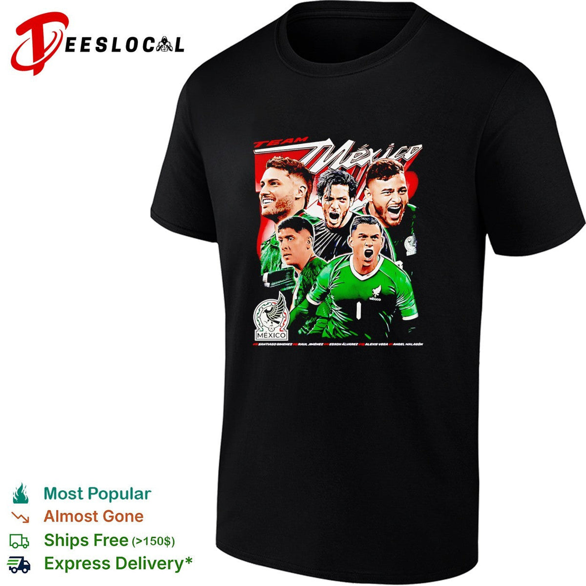 Team Mexico soccer national players graphic bold shirt Unisex